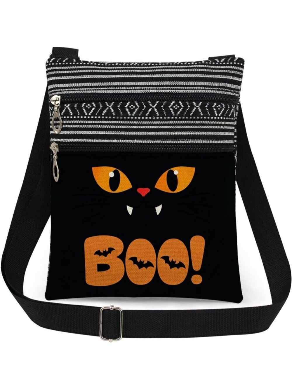 Women Black Gold Halloween Pumpkin Witch Ghost Skull Purse Crossbody Handbag Bag